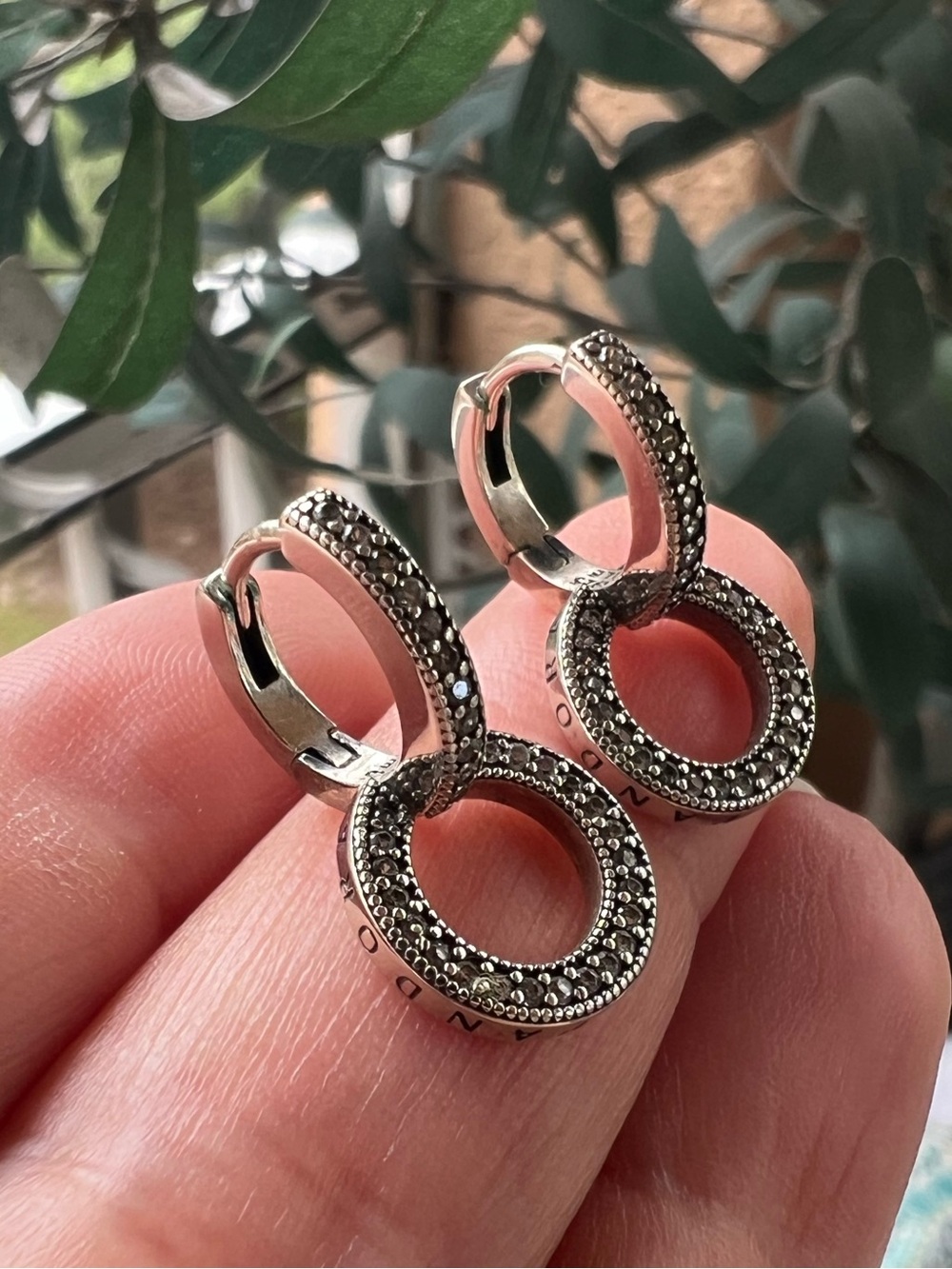 Sparkling Double Hoop Earrings - Picture 7 of 12